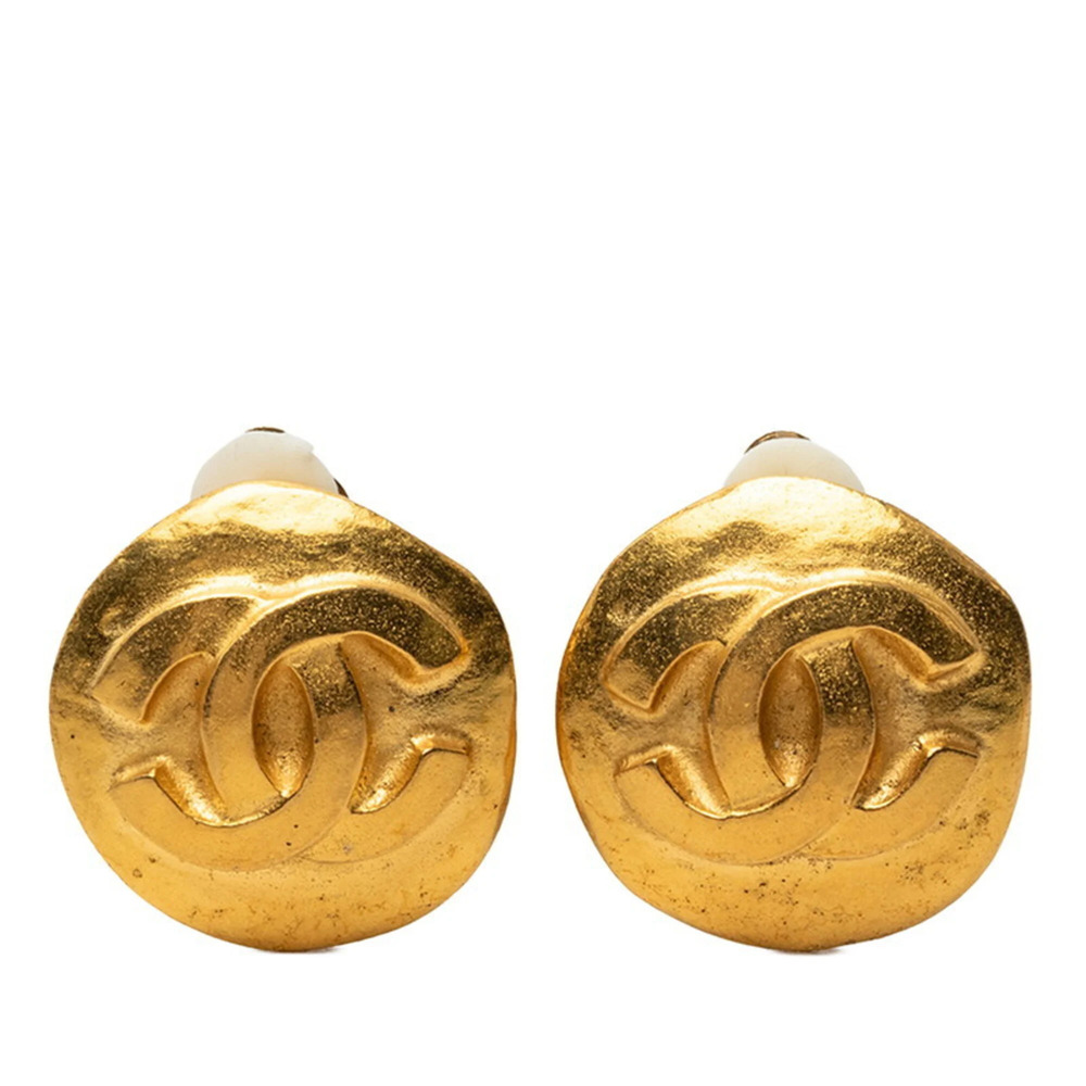 CHANEL Vintage Gold Logo Earrings